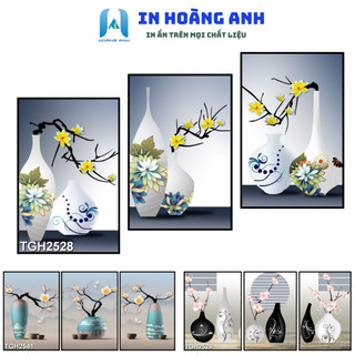 Bộ 3 tranh tráng gương hiện đại, tranh treo cầu thang, phòng khách sang trọng