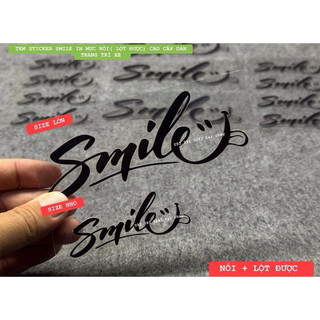 Tem sticker smile đen in mực nổi cao cấp dán trang trí xe