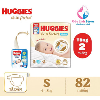  Tã bỉm dán sơ sinh Huggies Skin Perfect S80 với 2 vùng thấm giảm kích ứng da 80 miếng KM 02 miếng 