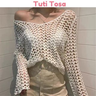 Áo lưới đi biển hình tim mặc ngoài bikini hàng hàng xịn siêu đẹp