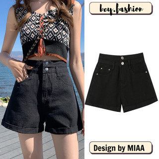 Quần short bò jean nữ cạp cao MIAA 2 cúc chất jean cao cấp 3 màu phong cách Hàn Quốc