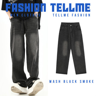 Quần Jean Nam Ống Suông Cạp Cao Wash Smoke Tellme Fashion, Quần Jean Nam Baggy Loang Khói Chất Liệu Cao Cấp