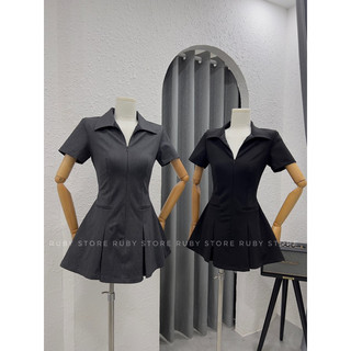 Có bigsize đầm xòe phom ngắn cổ bẻ khóa kéo đức rubystore