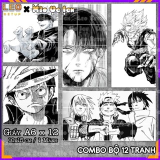[Combo 12 Tranh] Giấy Dán Tường Decal Manga Anime (One Piece,Gojo,Luffy,Zoro,Naruto,Levi)có sẵn keo size A6 truyện tranh