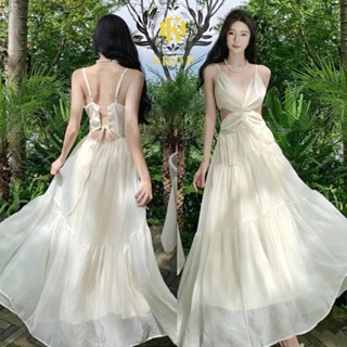  Đầm Maxi Váy Đi Biển Dáng Dài Xoắn Ngực May 2 Lớp Vải Voan Tơ QC Thiết Kế Hở Lưng Chiết Eo Sexy Cho Các Nàng Đi Biển 