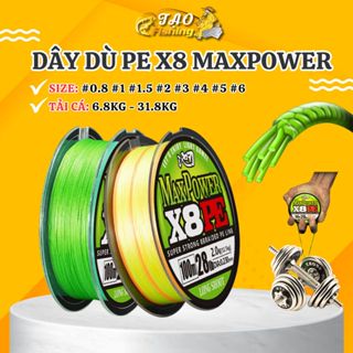 Dây dù PE câu cá X8 MaxPower cuộn 100m siêu khỏe, siêu bền