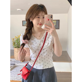 Áo babytee cổ tim phối ren chất thun tăm co dãn, hàng Quảng Châu loại 1