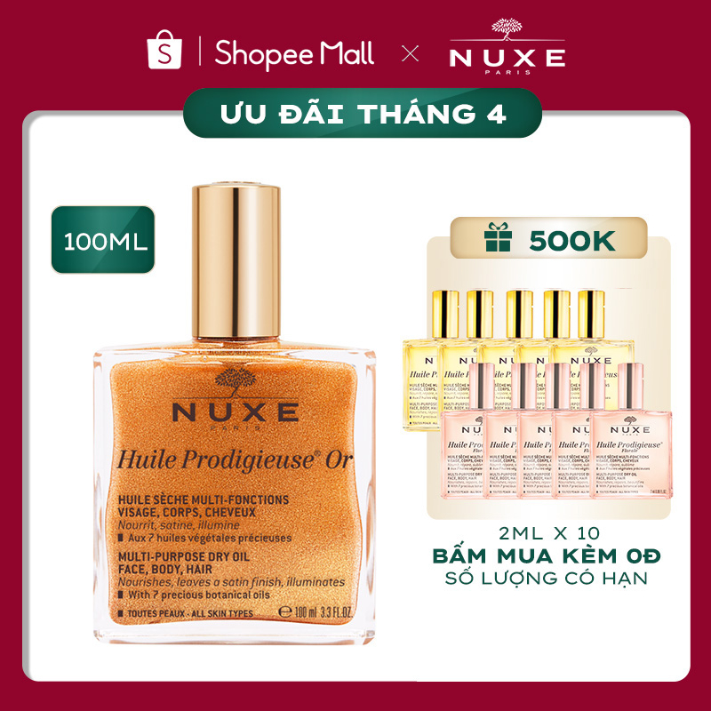 [MUA 50ML TẶNG 10ML] Dầu khô có nhũ Nuxe Huile Prodigieuse Shimmering Dry Oil 50ml