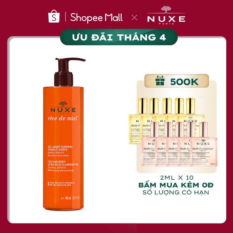 Gel rửa mặt và tắm toàn thân Nuxe Rêve de Miel 400ml