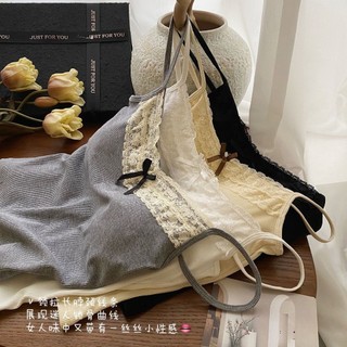 Áo thun 2 dây phối cổ ren nơ kèm mút ngực nhiều màu hottrend mùa hè, áo hai dây ôm body tôn dáng cotton mát mịn D09