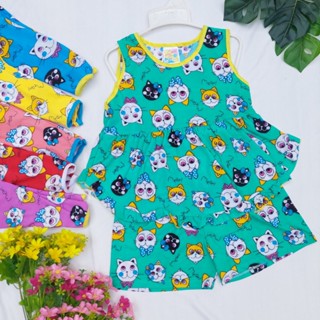 Combo 3 Bộ Đồ Bộ Bé Gái Mặc Nhà 8kg - 17kg Vải Thun Lạnh Mát Mẻ, Kiểu Sát Nách Phối Bèo. Bộ Quần Áo Trẻ Em Cho Bé Gái