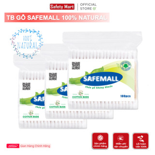 Combo 50 gói tăm bông gỗ safemall 100% natural cotton buds - bông gòn mềm mại thân thiện môi trường