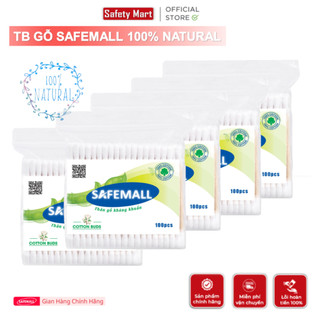 Bán sỉ 50 gói tăm bông gỗ safemall 100% natural cotton buds bông gòn mềm mại thân thiện môi trường