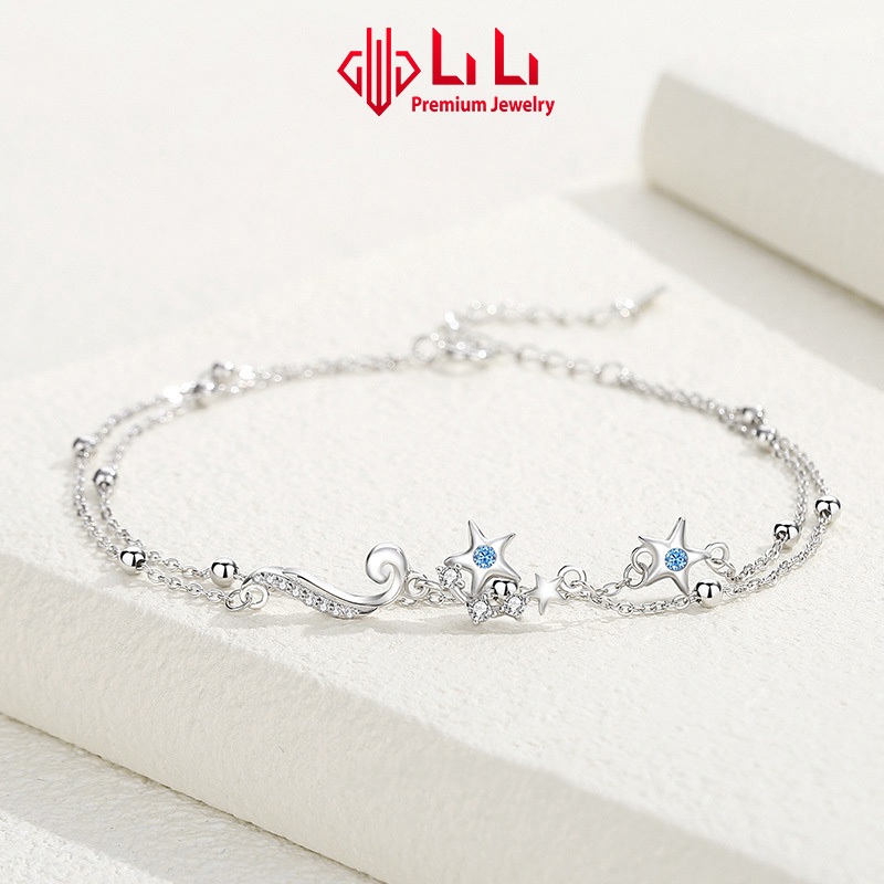  Lắc chân bạc nữ LiLi S925 đính đá CZ cao cấp hình ngôi sao băng Isabela LILI_095977 