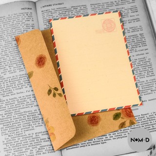 Phong bì bì thư kèm giấy viết thư hoa vintage - nomad garden