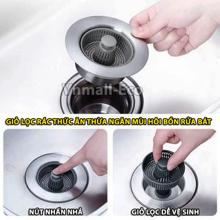 Bộ lọc rác ngăn mùi hôi chống trào ngược kiểu nhấn xả bồn rửa bát