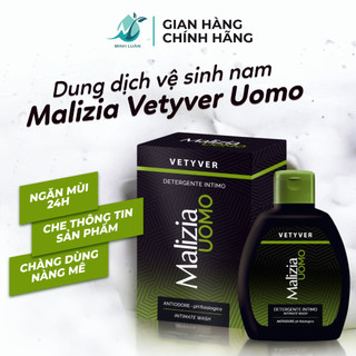 Dung dịch vệ sinh nam Malizia hương cỏ thơm Vetyver Uomo ngăn mùi, ngừa vi khuẩn 200 ml