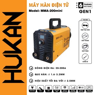 Máy hàn điện tử hukan mma-200mini hàn que 1.6mm - 3.2mm, hiệu suất tối đa que 2.5