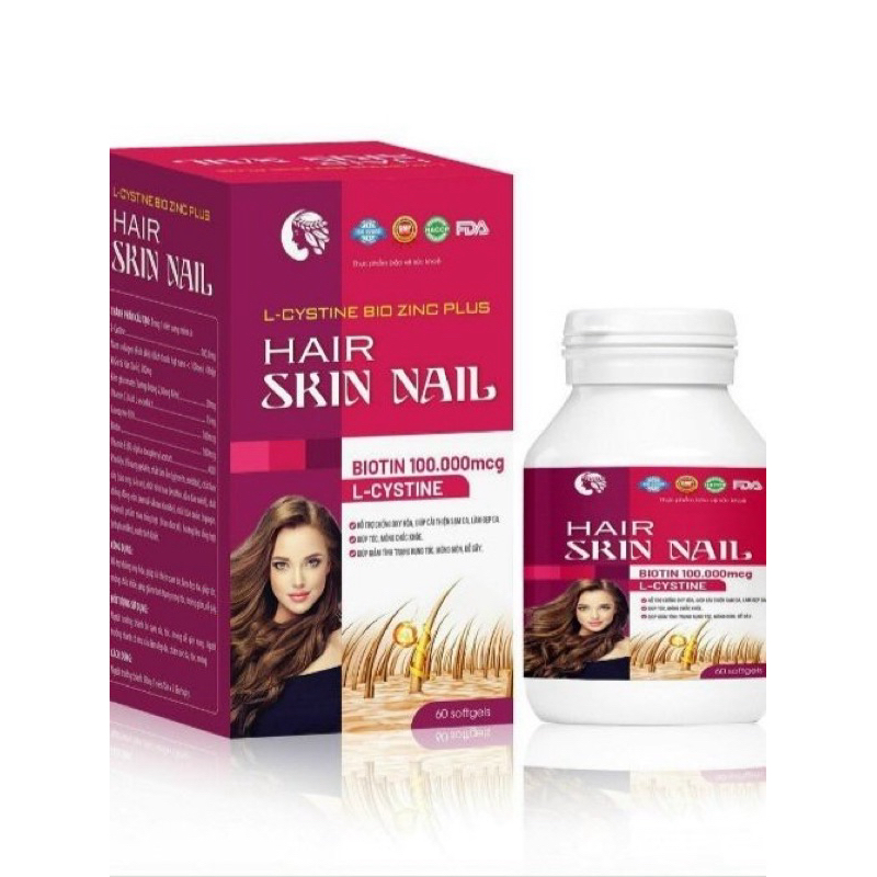Viên Uống Mọc Tóc Đẹp Da HAIR SKIN NAIL - Hà Thủ Ô Đỏ - Hỗ Trợ Chống oxi hoá, Giúp mọc tóc, Sáng da, Khoẻ móng
