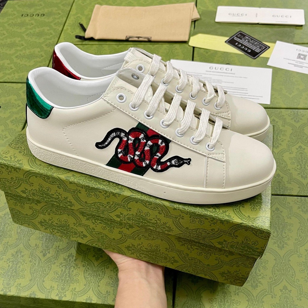 Giày GC Love,  Giày Thể Thao GC Chun + GC ong vàng rắn thêu Hàng Cao Cấp  Vanil Full Box Xanh