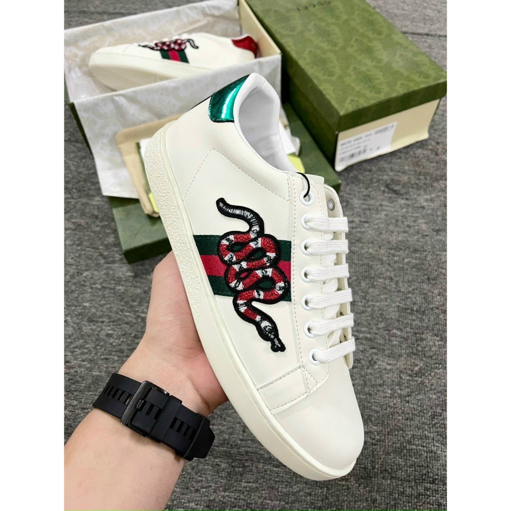 Giày GC Love,  Giày Thể Thao GC Chun + GC ong vàng rắn thêu Hàng Cao Cấp  Vanil Full Box Xanh