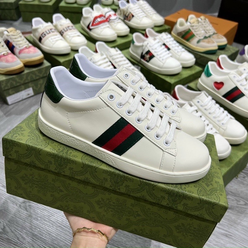 Giày GC Love,  Giày Thể Thao GC Chun + GC ong vàng rắn thêu Hàng Cao Cấp  Vanil Full Box Xanh