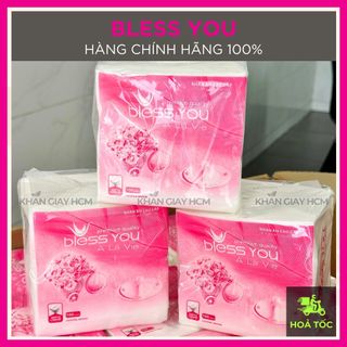 Combo 10 gói - giấy ăn bless you, khăn giấy vuông nhỏ 23x23 cm / đóng gói 12x12 cm - hàng chính hãng