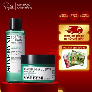 Combo 2 sản phẩm Toner + Kem giảm mụn Some By Mi AHA-BHA-PHA 30 Days Miracle Toner Cream (Toner + kem)