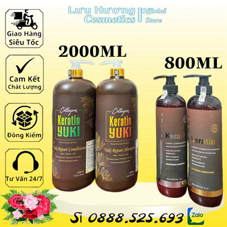 Dầu Gội Xả Phục Hồi Hư Tổn Collagen Keratin YUKI Chai 800ML - 2000ML