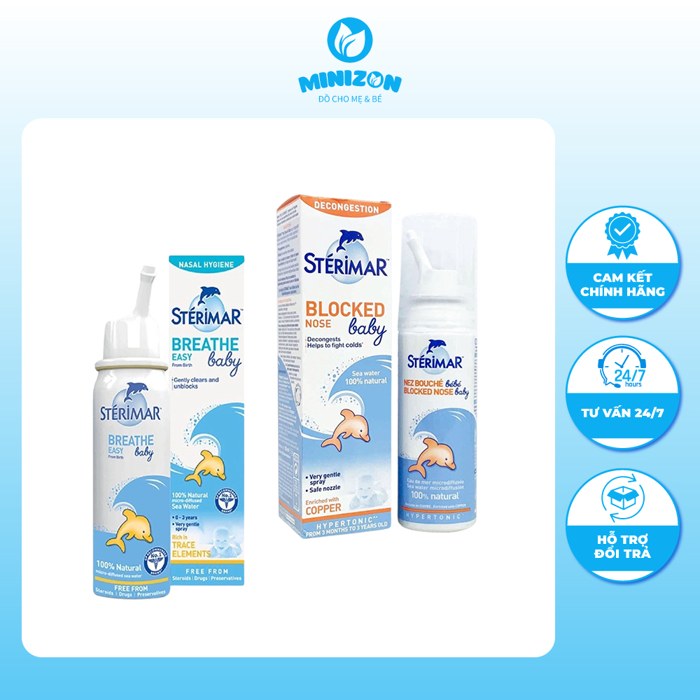 Xịt muối biển cá heo màu cam và xanh 100ml | Minizon Kids