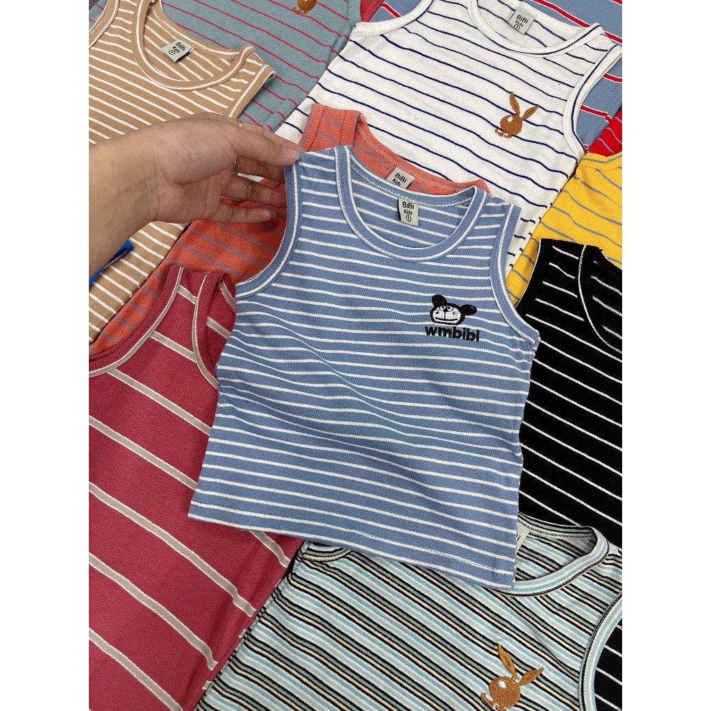 DH12 Áo ba lỗ cotton cho bé trai, bán theo combo màu ngẫu nhiên 3 áo