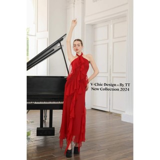 Đầm Maxi Nữ Thiết Kế Cổ Yếm Quây Tua Theo Dáng Váy Cực Xinh Chất Liệu Vải Cao Cấp - Thời Trang V-Chic