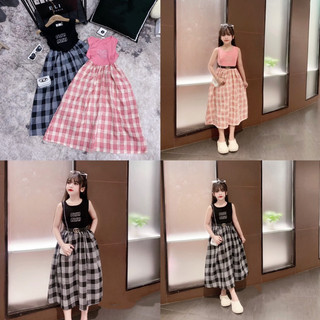 Váy maxi Minmin đá phối kẻ xinh sang đón hè 21kg-46kg