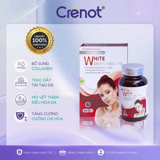 Viên uống trắng da White Skin Estro Care giảm lão hóa cấp ẩm dưỡng da mềm mịn mờ thâm nám tàn nhang tăng nội tiết tố nữ