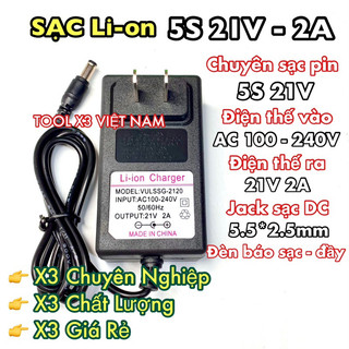Sạc li-on 5s 21v 2a có đèn báo đầy