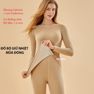 Đồ bộ giữ nhiệt mùa đông siêu nhẹ ấm áp vải Nhung lót Len Cashmere có đường viền dành cho nữ giới ZYOS AGN-003