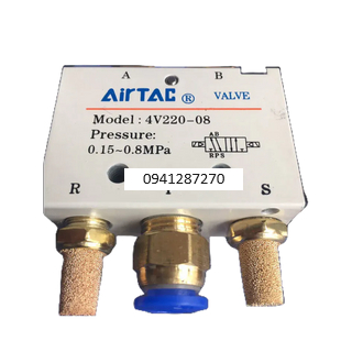 4V220-08 Van điện từ 2 đầu coil điện 5/2  (Airtac) hàng đẹp (Ren 1/4"~13mm)