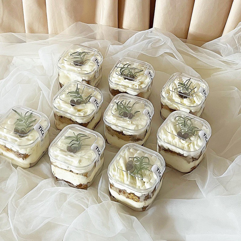 Hộp nhựa trong GD-2013 (300ML) đựng bánh mousse, tiramisu (có nắp)