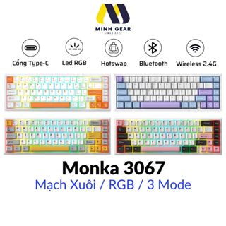 MONKA 3067 - Bàn phím cơ MONKA 3067 Không Dây, Mạch Xuôi, Led RGB, Kết Nối 3 Modes