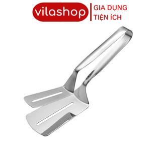 Kẹp lật thức ăn inox, xẻng gắp đồ chiên rán, lật bánh, rán thịt cá đa năng