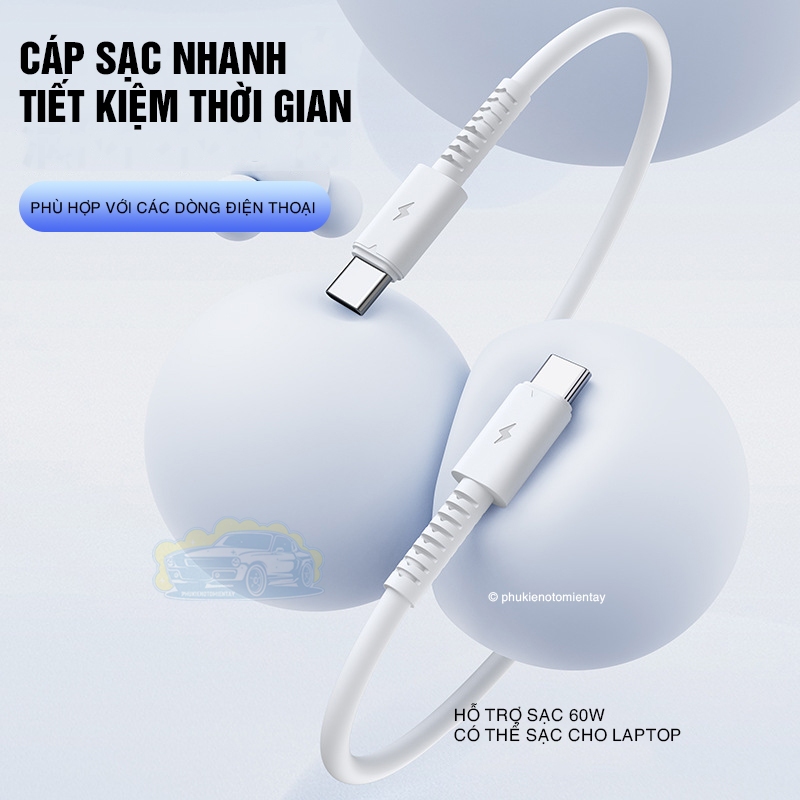 Cáp Sạc Nhanh Trên Ô tô,  Cáp Sạc Điện Thoại I.P và Type-C 20-60W 5