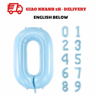 Bóng số xanh pastel - number foil balloon pastel blue 70cm bso53