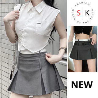 Chân Váy Xếp Ly Xoè Chữ A Măc 2 Kiểu, Váy Ngắn Midi Cao Cấp Tặng Kèm Đai Đẹp Tuyết Mưa Phối Cạp, Xám Đen-199SK