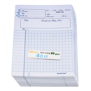 Giấy kiểm tra Tân Việt Phát 4 ô ly, định lượng giấy 80gsm