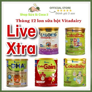  Combo 12 lon sữa bột Vitadairy Colosbaby Gold,IQ,Bio,D3K2,Gain,DHA,Vitagrow,Oggi đủ số