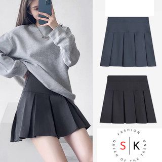 Chân Váy Xếp Ly Xoè Chữ A Váy Ngắn Midi Cao Cấp,Chân Váy Công Sở,Tennis Đẹp Hàn Quốc Ly Úp Đen,XÁM-999SK
