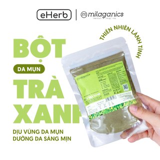 Bột trà xanh đắp mặt nạ nguyên chất ngừa mụn, dưỡng da trắng mịn, ngăn ngừa nếp nhăn MILAGANICS 100gr (túi zip)