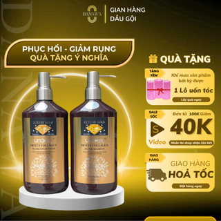 Dầu gội xả biotin collagen VÀNG Luxury Ungex hương nước hoa thơm lâu Danawa Shop 1000/500 ml
