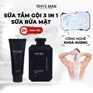 2 Chai Lẻ - Sữa tắm gội nam Rhys Legend 3in1 350ml & Sữa rửa mặt nam Rhys Coconut Fresh 100ml