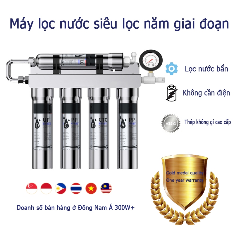 Máy lọc nước 5 tầng siêu lọc bằng thép không gỉ Máy lọc nước nhà bếp gia đình